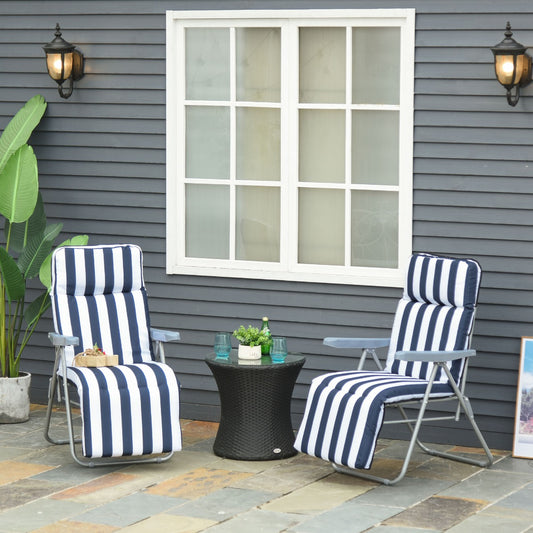 Outsunny Set of 2 Garden Patio Sun Recliner Lounger Folding Seat Blue | Aosom Canada