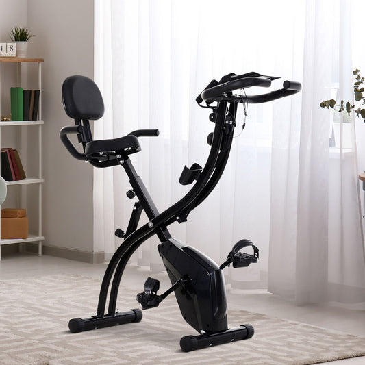 Soozier 2 in 1 Upright  Exercise Bike Stationary Foldable Magnetic Recumbent Cycling with Arm Resistance Bands | Aosom Canada