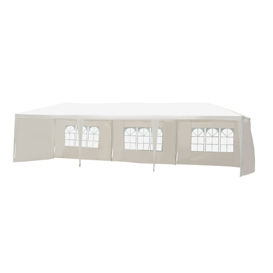 Outsunny 10’x30’ Portable Party Tent Outdoor Event Camping Gazebo Canopy w/ 5 Removable Sidewalls White | Aosom Canada