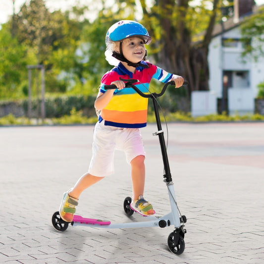 Soozier Qaba Swing Scooter Kid Scooter 3 Wheel Tri Pink Scooters Foldable Speeder Slider Swing Drifter Winged with Kickboard | Aosom Canada