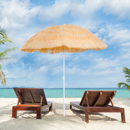Outsunny 6FT Beach Umbrella Tilt Sunshade Outdoor Market Patio Yard Crank Deck Sun Shade, Wheat | Aosom Canada