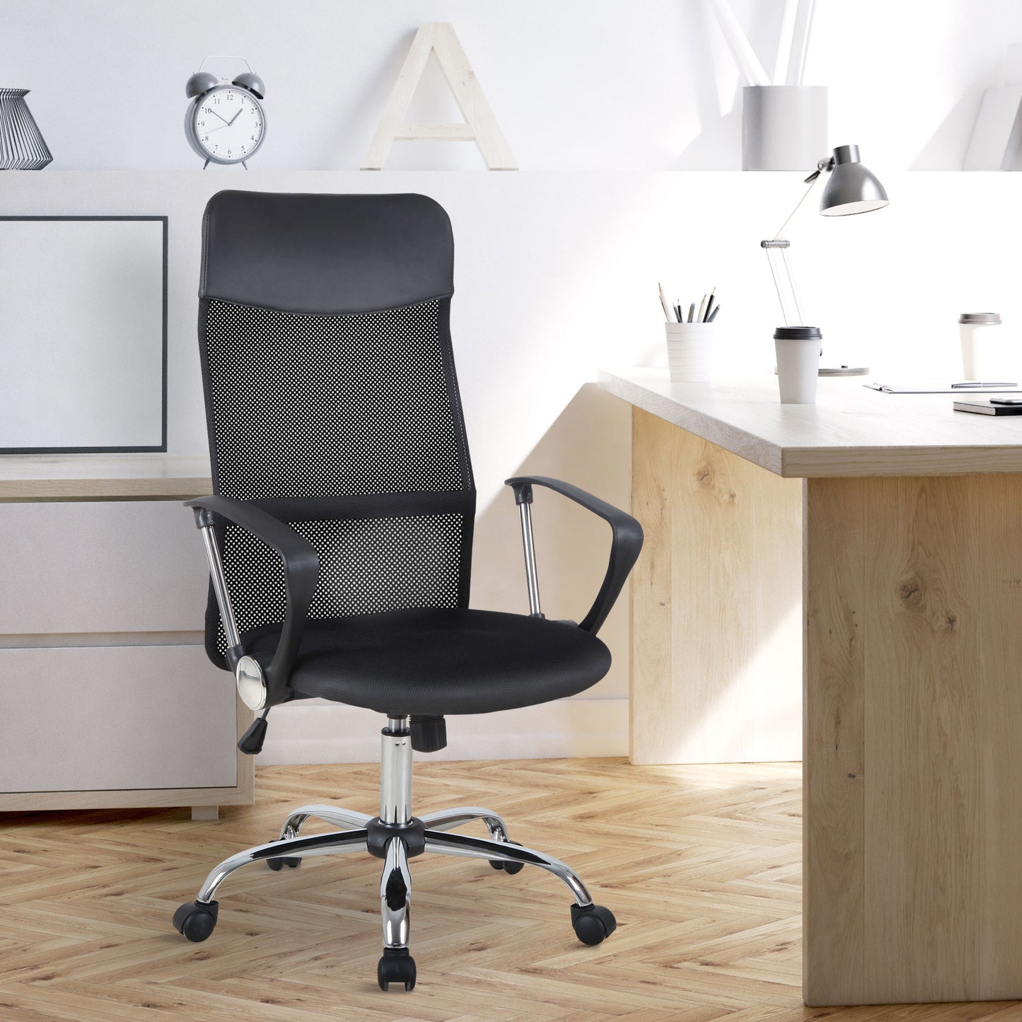 HOMCOM A2-0093 High Back Ergonomic Mesh Office Swivel Computer PC Desk Chairs Black | Aosom Canada