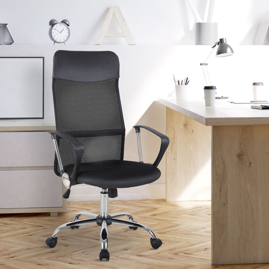 HOMCOM A2-0093 High Back Ergonomic Mesh Office Swivel Computer PC Desk Chairs Black | Aosom Canada
