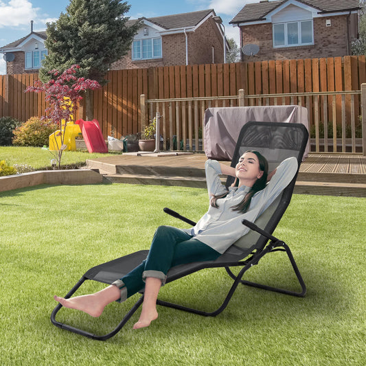 Outsunny Mesh Zero Gravity Lounge Chair Recliners, Folding Rocking Chair, Outdoor Chaise Lounge for Beach, Poolside and Patio, Black | Aosom Canada
