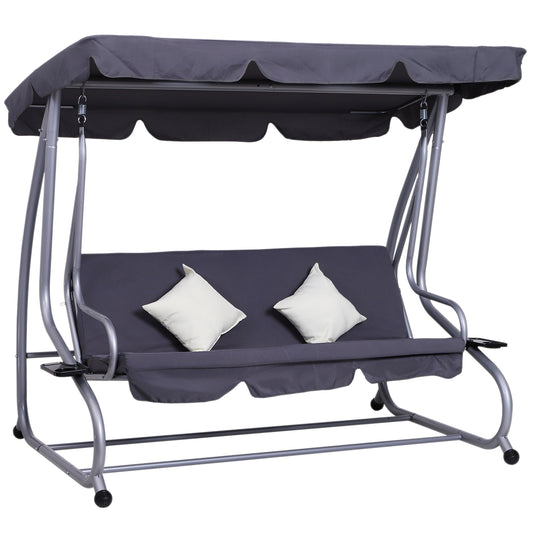 Outsunny Metal Heavy-Duty w/ Canopy and 2 Pillows Patio Garden Outdoor w/ Canopy and Pillow Grey | Aosom Canada