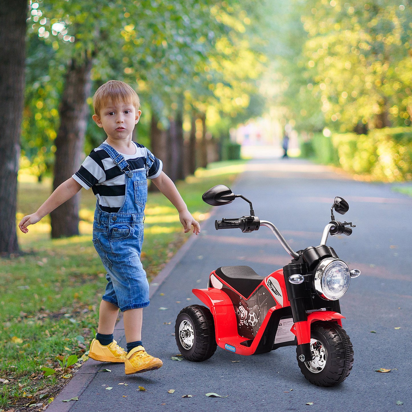 Aosom Kids Electric Motorcycle Ride-On Toy 3-Wheels Battery Powered Motorbike Rechargeable 6V with Horn Headlights 18 - 36 Months Red | Aosom Canada