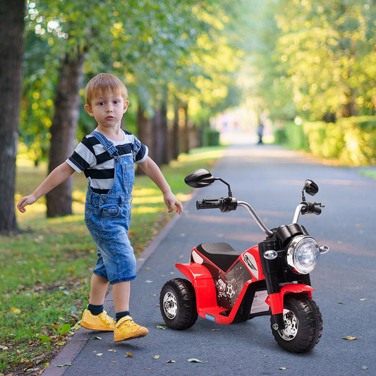 Aosom Kids Electric Motorcycle Ride-On Toy 3-Wheels Battery Powered Motorbike Rechargeable 6V with Horn Headlights 18 - 36 Months Red | Aosom Canada
