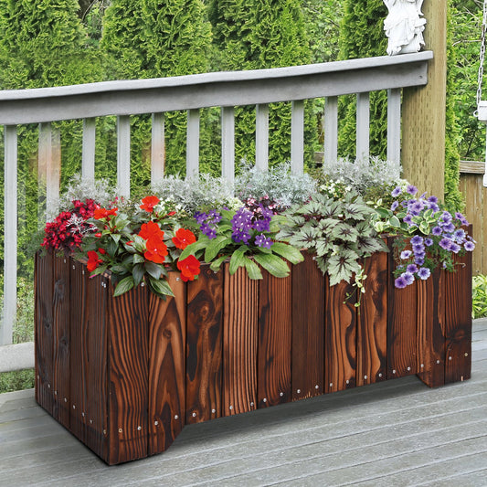 Outsunny 37.5"x15"x15.75" Raised Garden Bed Wooden Garden Flower Bed Outdoor Planter Rectangule Box Elevated Planter Kit Box | Aosom Canada