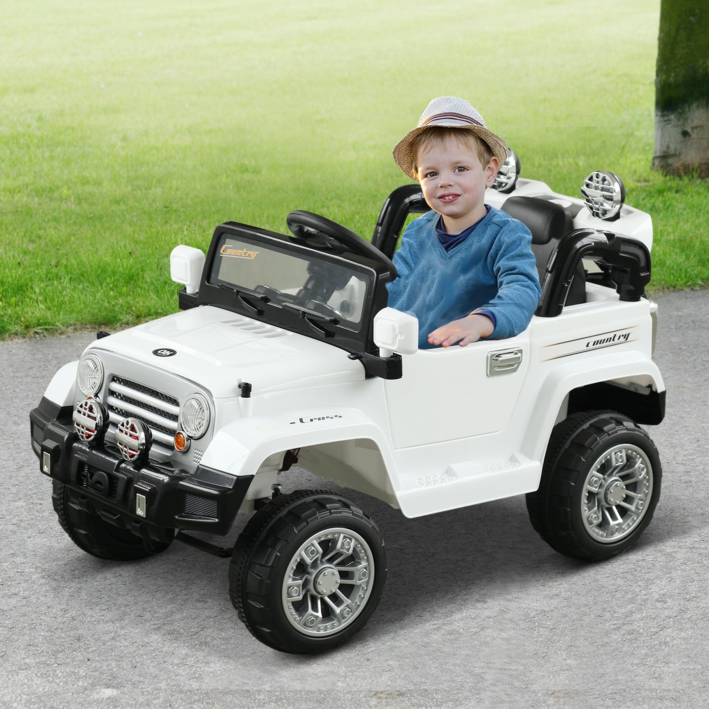 Aosom Childrens Electric Cars Battery Operated 12V Toy Truck W/ Remote Control 2 Speeds Lights Mp3 Lcd Indicator White | Aosom Canada