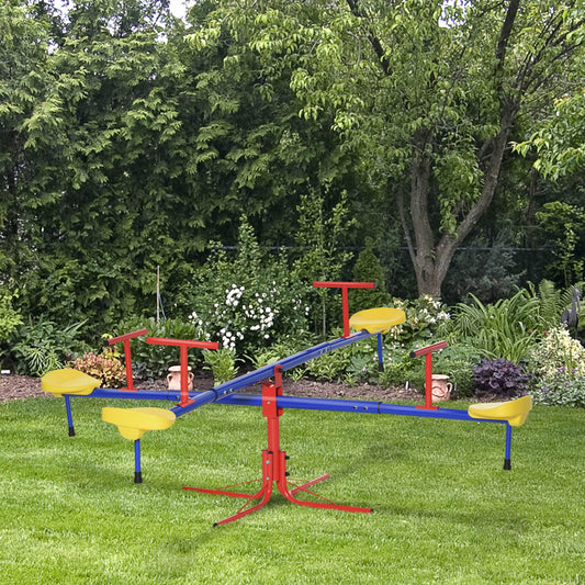 Outsunny Kids Metal Seesaw Teeter Totter Children's Playground Equipment for Garden Outdoor Indoor Swing, 4 Seats | Aosom Canada