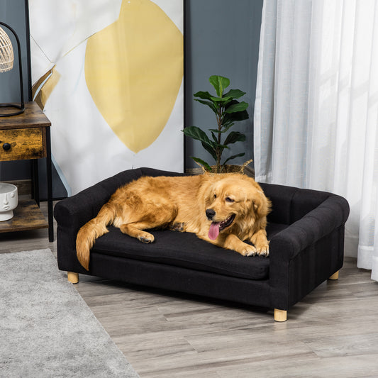 Pawhut Modern Pet Sofa Cat or Large Dog Bed W/ Removable Seat Cushion, Black | Aosom Canada