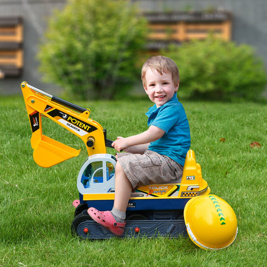 Qaba No Power 80° Rotation Ride on Excavator Digger Multi-functional Bulldozer Toy Construction for  2-3 Years Old Yellow | Aosom Canada