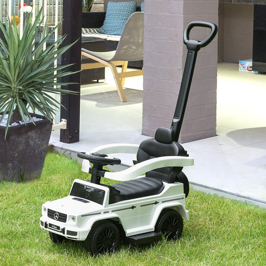 Aosom Mercedes-Benz G350 Ride-on Sliding Car Walker Push-Along with Horn Steering Wheel NO POWER Manual Under Seat Storage Design White | Aosom Canada