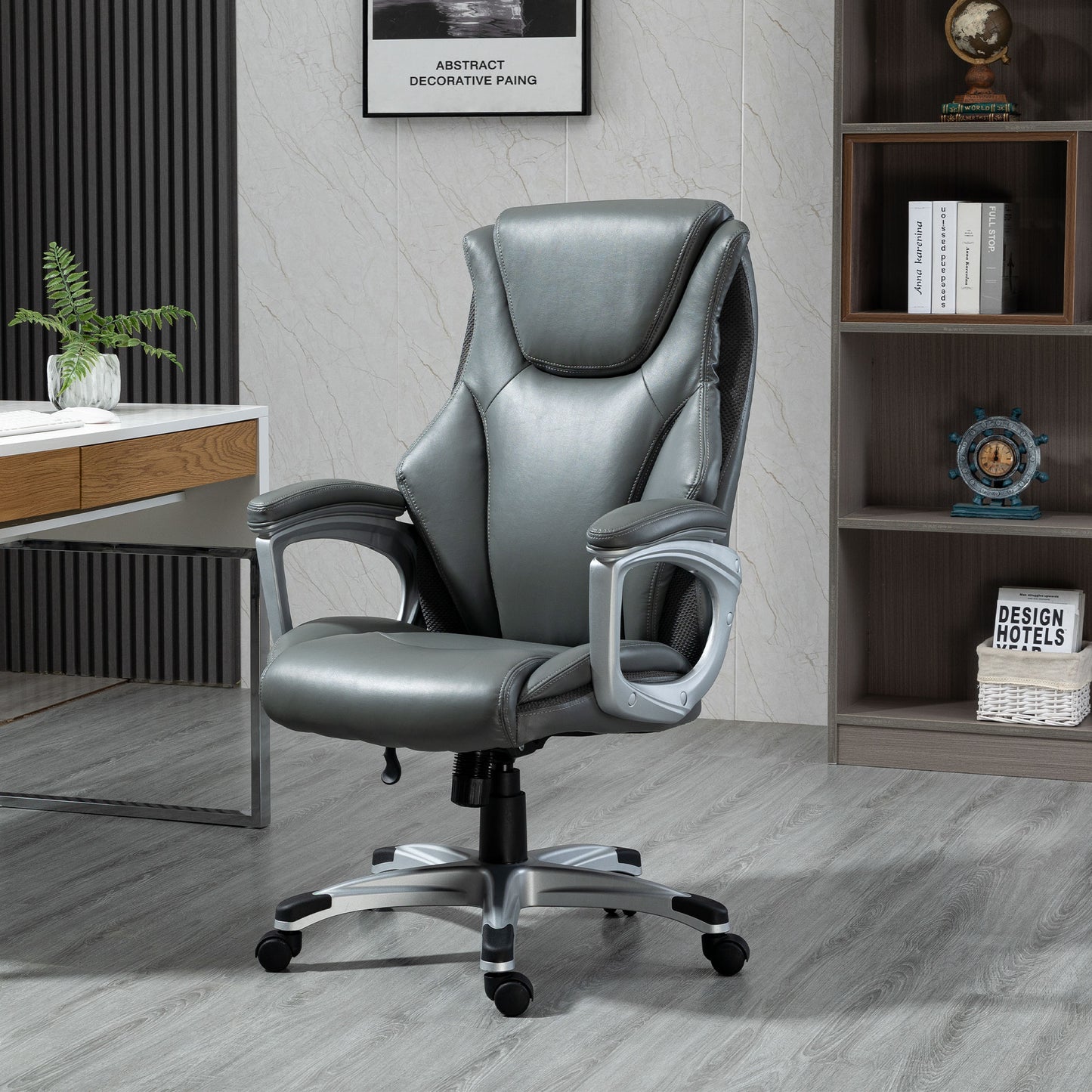 Vinsetto High Back Executive Chair PU Leather Office Chair Swivel with Padded Armrests and Adjustable Height | Aosom Canada
