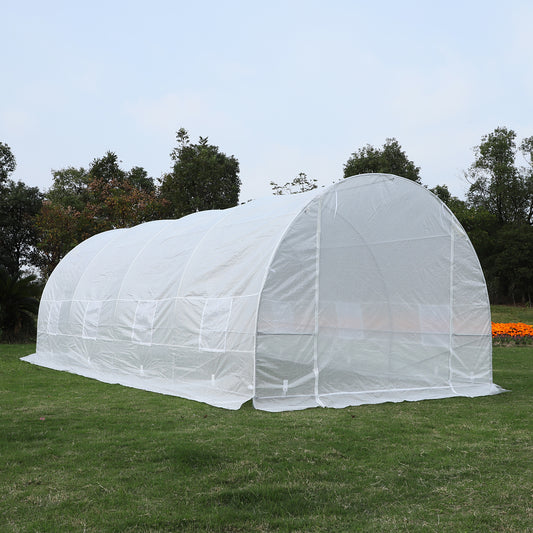 Outsunny 20x10x7ft Heavy Duty Walk-in Greenhouse White | Aosom Canada