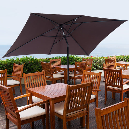 Outsunny 6.5x10ft Rectangle Aluminum Tilt Patio Umbrella Garden Market Outdoor Sunshade Canopy w/ Crank (Coffee) | Aosom Canada