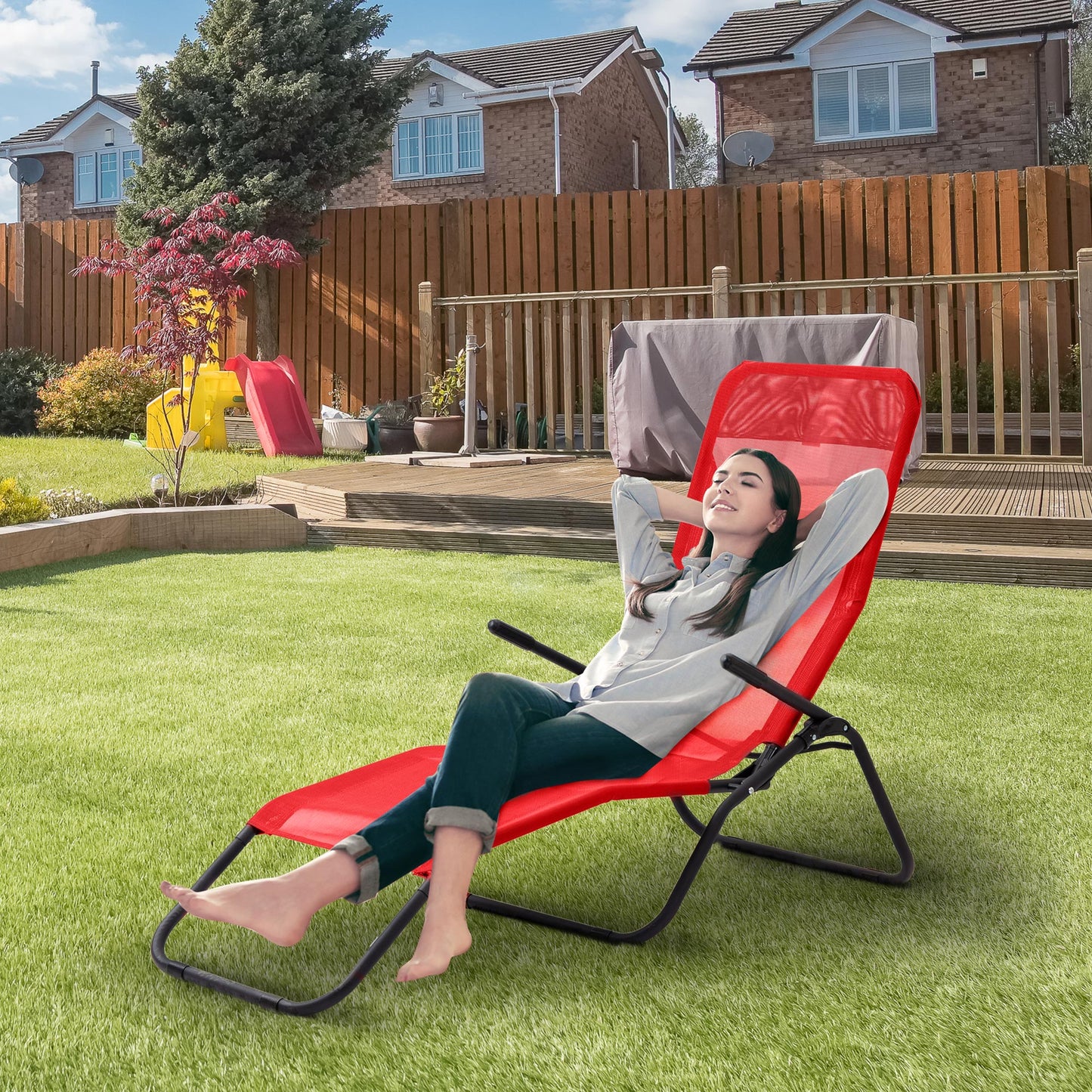 Outsunny Mesh Zero Gravity Lounge Chair Recliners, Folding Rocking Chair, Outdoor Chaise Lounge for Beach, Poolside and Patio,Red | Aosom Canada