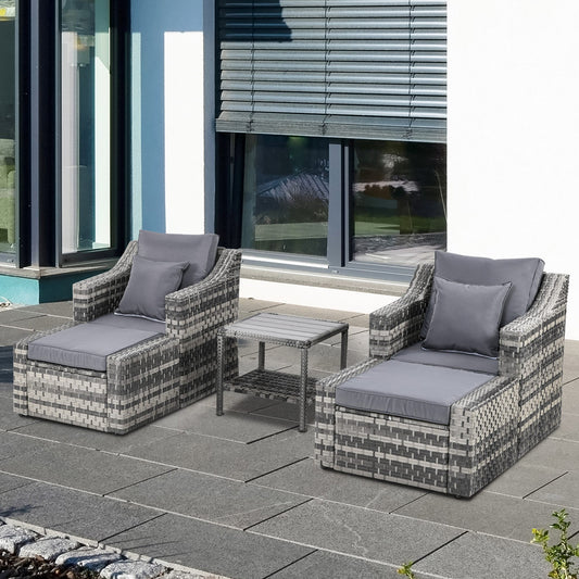 Outsunny 5 Pieces Patio Wicker Sets, Outdoor Rattan Furniture Conversation Set with 2 Cushioned Armchair, Grey | Aosom Canada