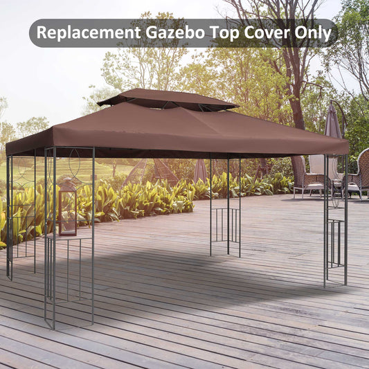 Outsunny 13' x 10' Gazebo Replacement Canopy 2 Tier Top UV Cover Pavilion Garden Patio Outdoor, Brown (TOP ONLY) | Aosom Canada