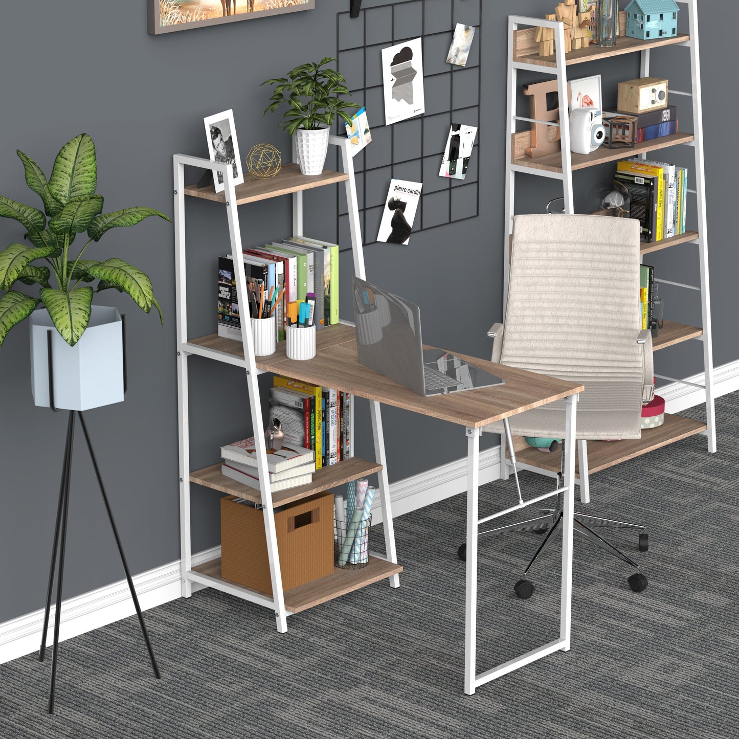 HOMCOM Modern Foldable Office Desk with Storage Shelf Freestanding Multi-function Computer Workstation Dining Table for Home Office | Aosom Canada