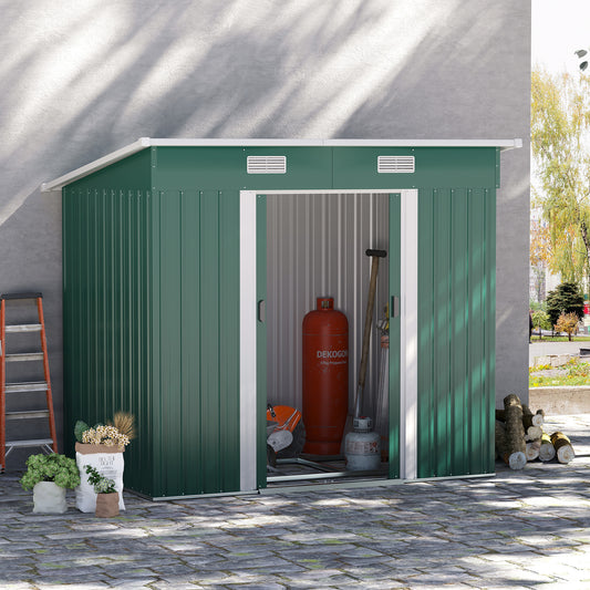 Outsunny 7'x 4' Metal Patio Storage Shed Garden Lockable Shed Tool Utility Storage Unit, Green | Aosom Canada