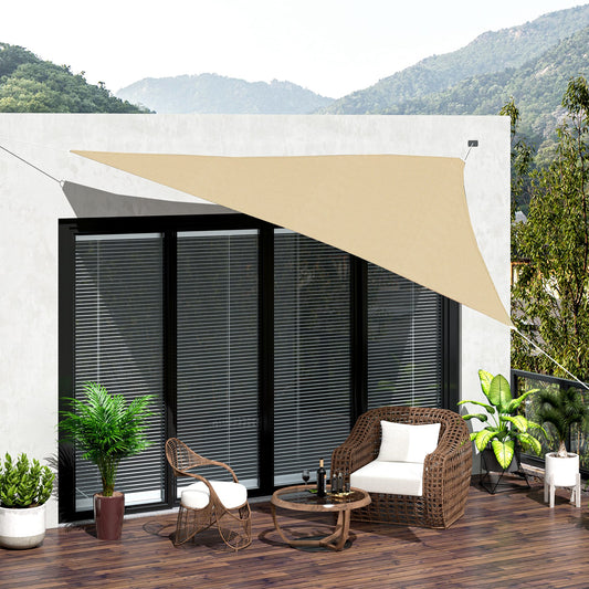 Outsunny Triangle 18’ Canopy Sun Sail Shade Garden Cover UV Protector Outdoor Patio Lawn Shelter with Carrying Bag Beige | Aosom Canada