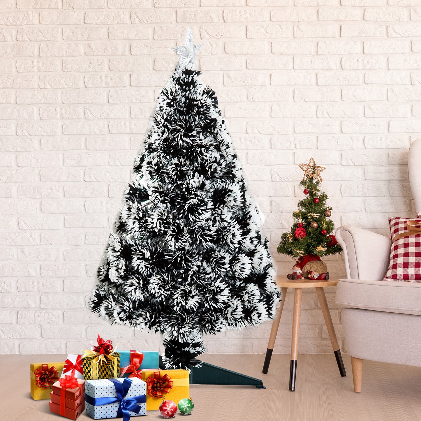 HOMCOM 3ft Pre-Lit LED Optical Fiber Christmas Tree w/ Stand | Aosom Canada