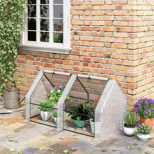 Outsunny 6' x 3' x 3' Portable Tunnel Greenhouse Outdoor Garden Mini with Large Zipper Doors & Water/UV PE Cover White | Aosom Canada
