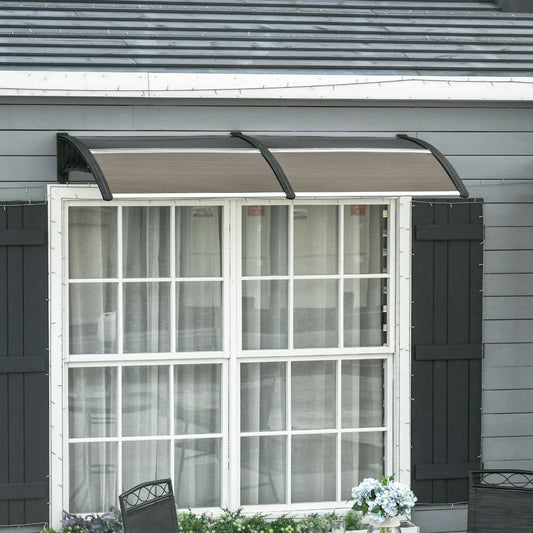 Outsunny Window Awning, 78.75" x 39.25" Polycarbonate Front Door Patio Cover w/ Hollow Sheet for UV, Rain, Snow & Sunlight | Aosom Canada