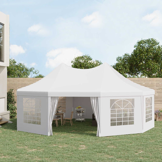 Outsunny 29.2ft High Peak Decagonal  Event Party Tent w/ 10 Removable Walls White | Aosom Canada