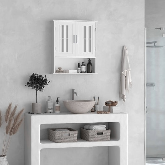 kleankin Modern Wall Mount Bathroom Cabinet, Storage Organizer with 2 Door Cabinet and Shelf, White | Aosom Canada