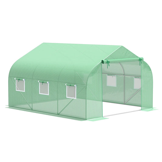 Outsunny Greenhouse Garden Storage Shed Walk-In Greenhouse Garden Plant Seed Green House With Premium Steel Frame | Aosom Canada