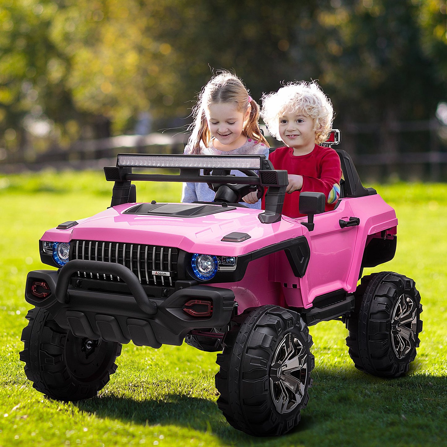 Aosom Kids 12V RC 2-Seater Ride-On Toy Police Truck Electric Ride On Car w/ Full LED Lights, MP3,Remote Control for 3-8 Years Old| Aosom Canada
