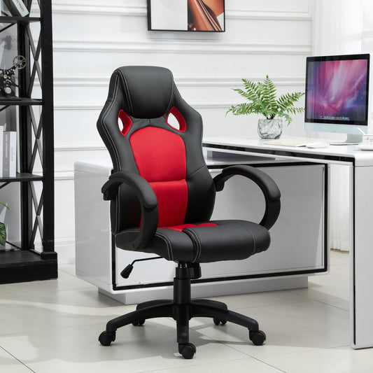 HOMCOM Racecar Style Executive Office Chair High Back Home Office Computer Swivel Chair (Black/Red) | Aosom Canada
