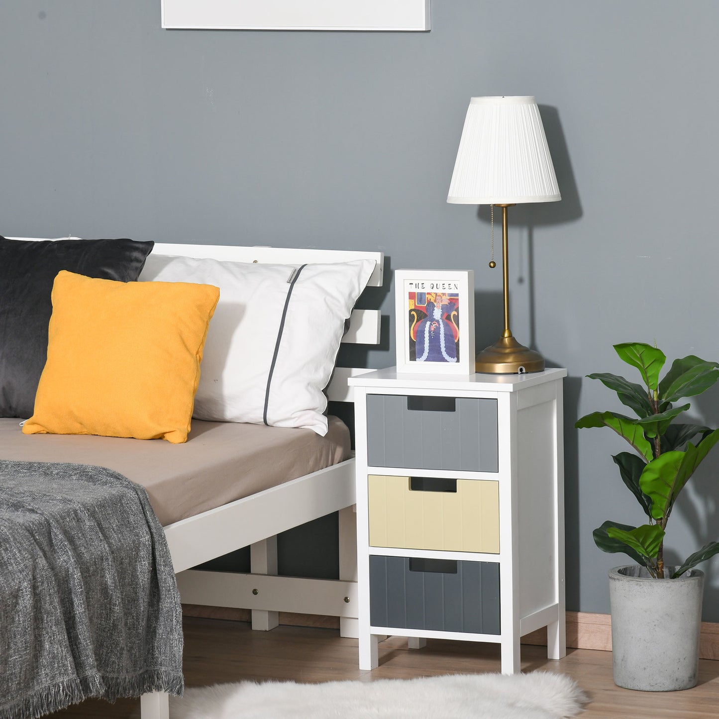 HOMCOM 3 Drawer Dresser, Chest of Drawers with Table Top for Bedroom, Living Room, Hallway, Multi-Color | Aosom Canada