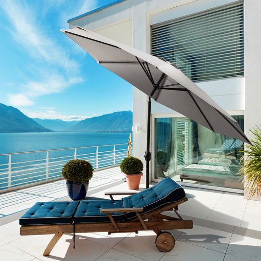 Outsunny 10'x 8' Steel Frame Round Market Patio Sun Umbrella Garden Parasol Outdoor Sunshade Canopy (Light Grey) | Aosom Canada