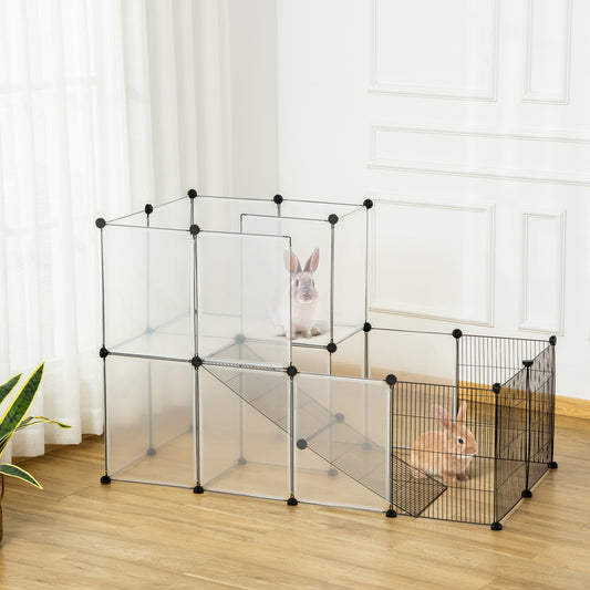 PawHut Portable Plastic Yard Fence Tent Pet Playpen, DIY Small Animal Cage for Rabbit Chinchilla Hedgehog Guinea Pig | Aosom Canada