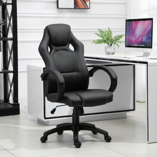 HOMCOM Racecar Style Executive Office Chair High Back Home Office Computer Swivel Chair (Black/Grey) | Aosom Canada