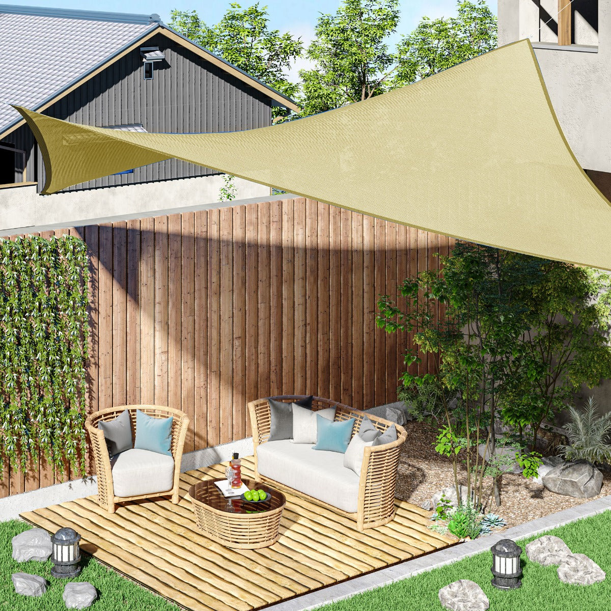 Outsunny Rectangle 10' x 13' Canopy Sun Sail Shade Garden Cover UV Protector Outdoor Patio Lawn Shelter w/ Carrying Bag (Sand) | Aosom Canada