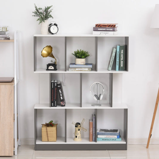HOMCOM 3-Tier Wooden Bookcase, Display Shelf Freestanding Decorative Storage Shelving, Home Office Grey and White | Aosom Canada