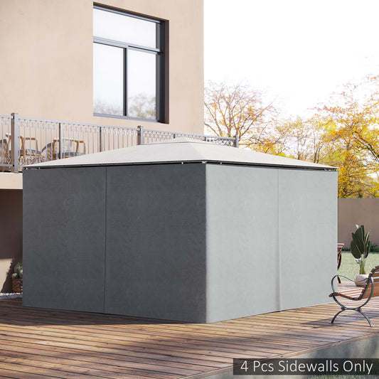 Outsunny Universal Gazebo Replacement Sidewalls Set of 4-Panel Privacy Wall for Most 10' x 13' Gazebo Canopy Pavillion, Light Grey | Aosom Canada
