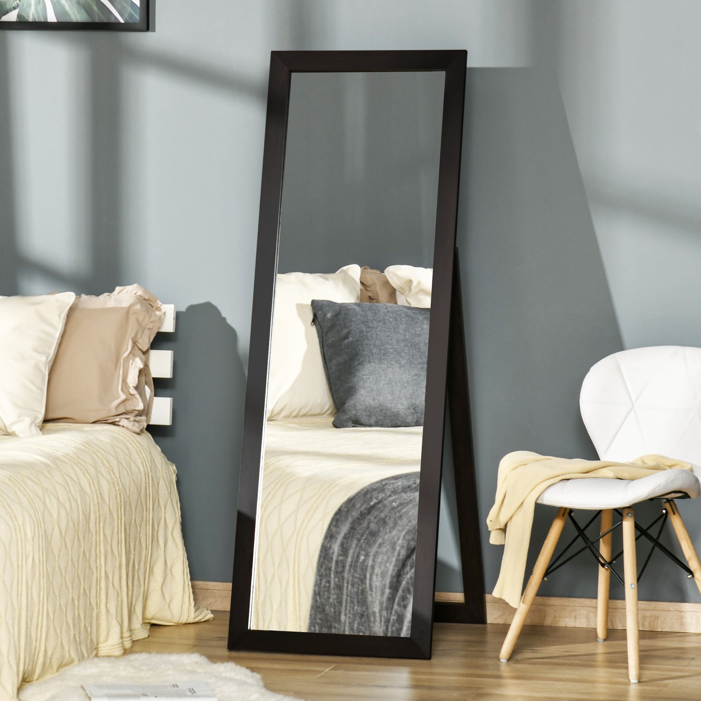 HOMCOM Full Length Mirror, Floor Standing Mirror, Dressing Mirror for Living Room, Bedroom, Brown | Aosom Canada