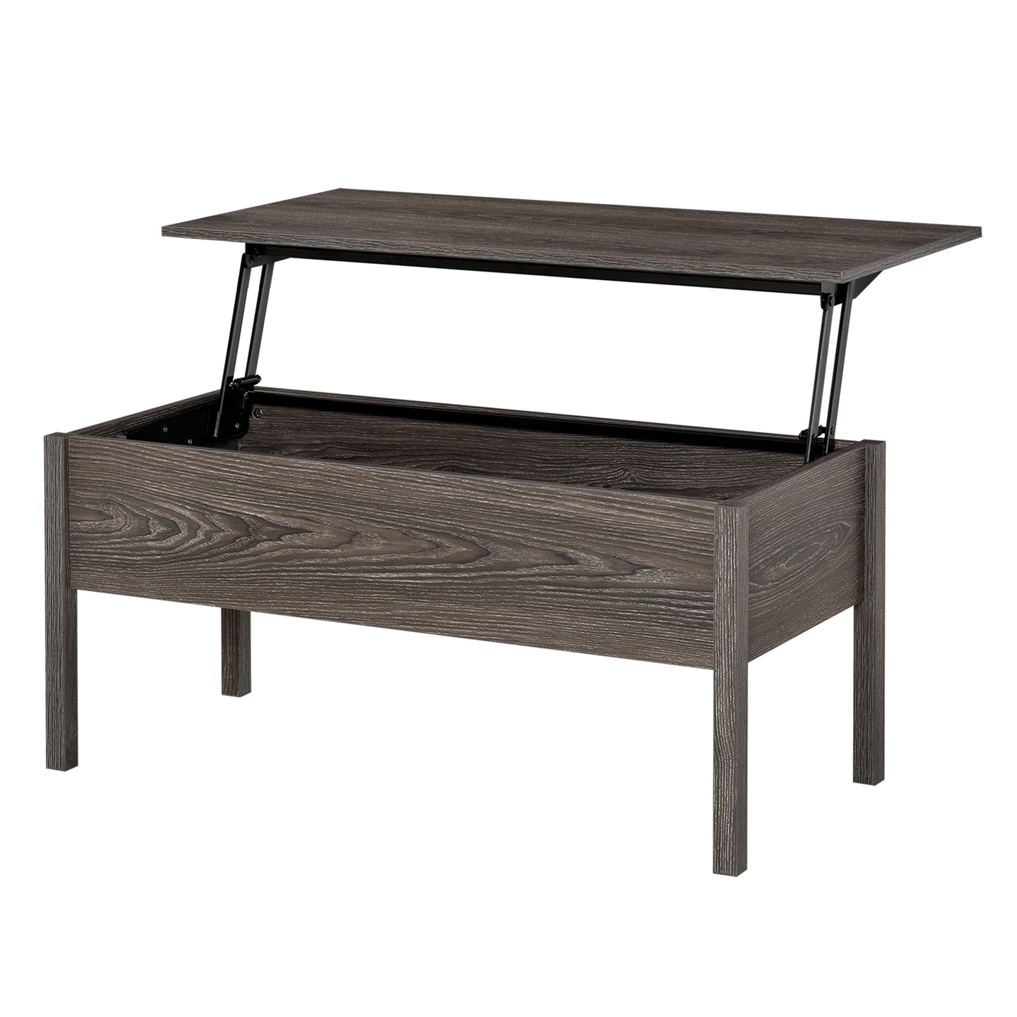 Homcom Lift Top Table with Storage Modern Convertible Compartment Floating Retractable Coffee Tea Desk Grey | Aosom Canada