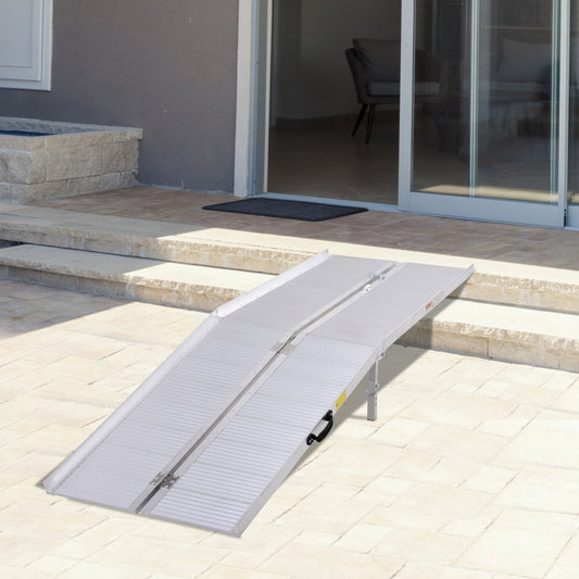 HOMCOM 10.2ft Wheelchair Ramp Foldable Portable Scooter Mobility Easy Access Carrier Ramp w/ Carrying Handle Aluminum Alloy | Aosom Canada