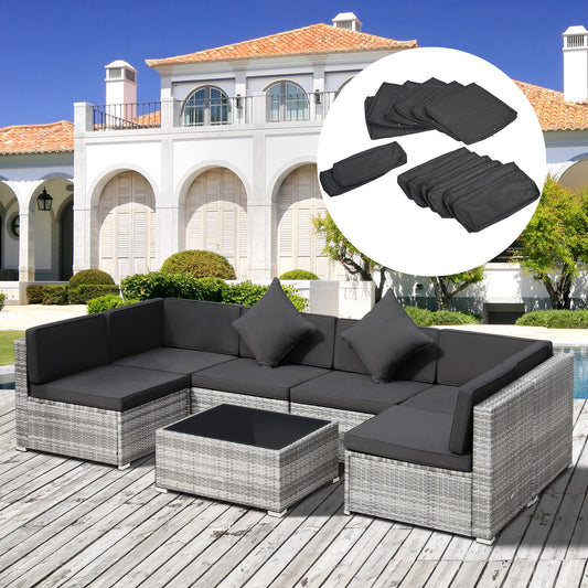 Outsunny Patio Rattan Sofa Set Polyester Cushion Cover Replacement No Cushion Included|Aosom Canada