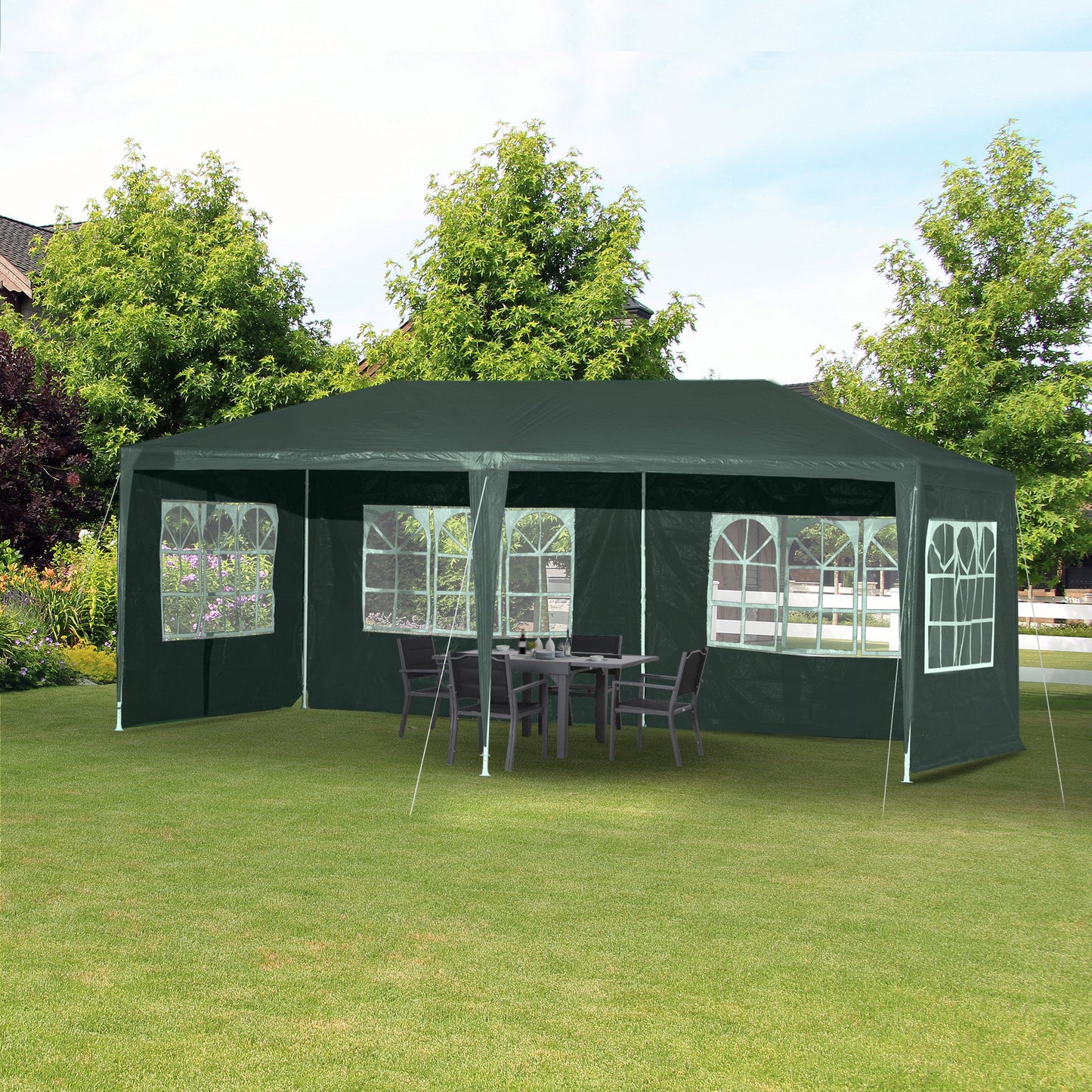 Outsunny 10' x 20' Gazebo Canopy Party Tent with 4 Removable Window Side Walls for Outdoor Event with Wind Ropes and Ground Stakes | Aosom Canada