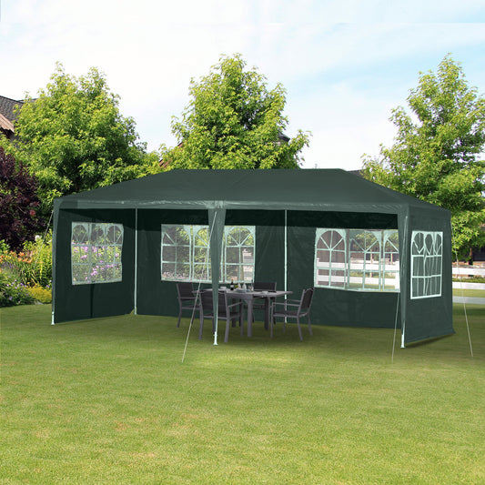 Outsunny 10' x 20' Gazebo Canopy Party Tent with 4 Removable Window Side Walls for Outdoor Event with Wind Ropes and Ground Stakes | Aosom Canada