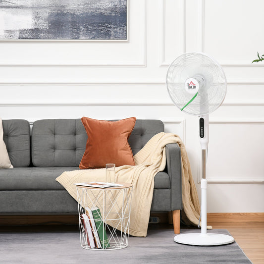 HOMCOM 54'' Pedestal Stand Fan, 3 Speed 3 Mode, 85° Oscillation, LED Panel, Remote Controller, Height Adjustable for Bedroom Office | Aosom Canada