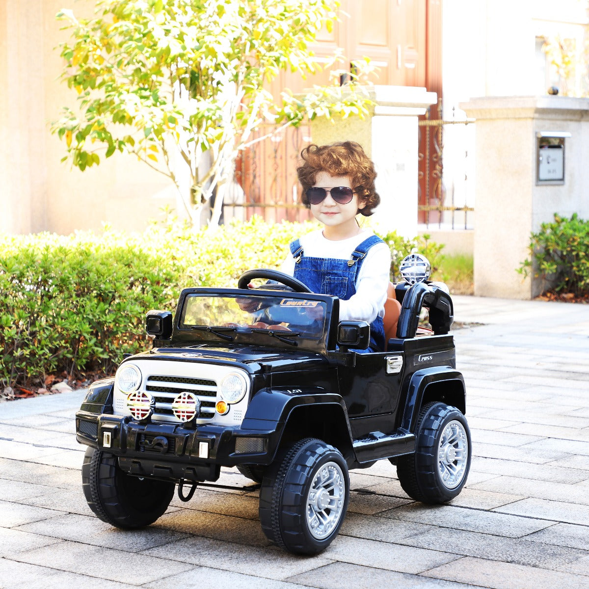 Aosom 12V Power Wheels Jeep Electric Cars Ride On Toy Truck W/Remote Control 2 Speeds Mp3 Lcd For 3-6 Years Old Kids Black | Aosom Canada