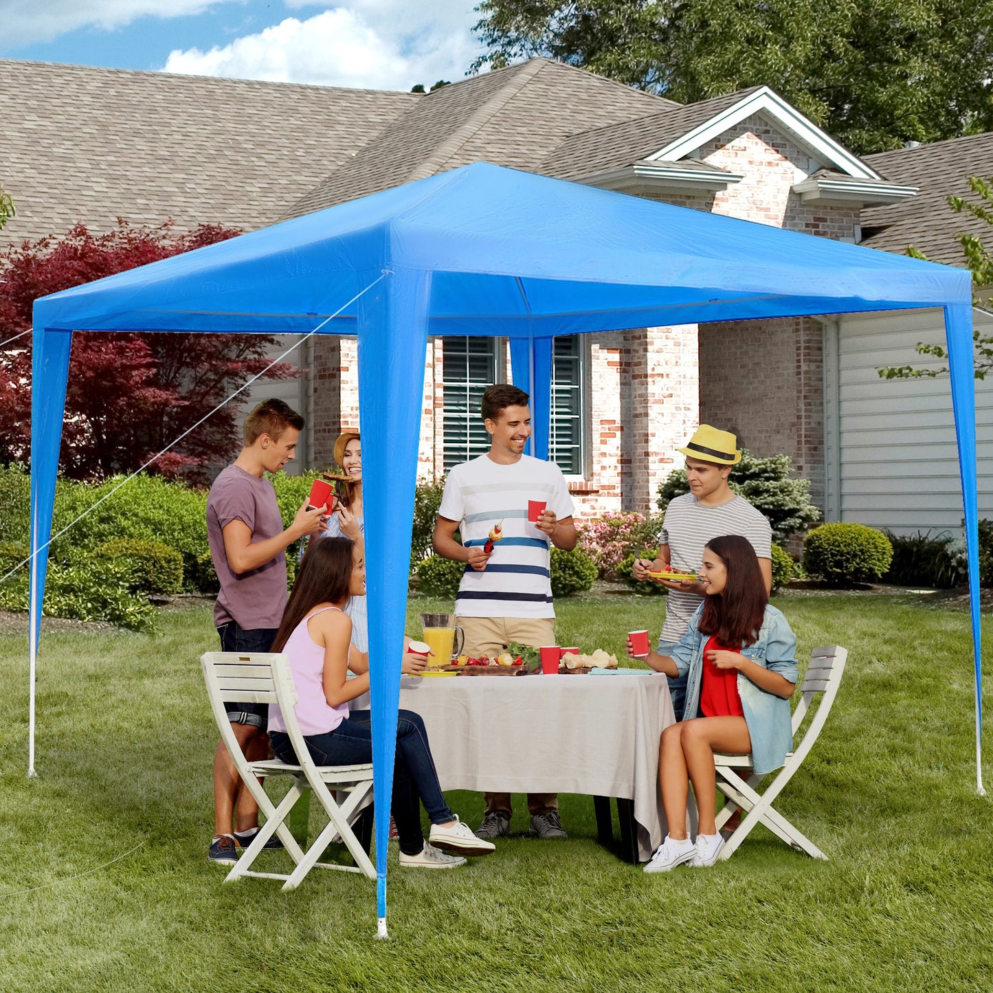 Outsunny 8.9x8ft Party Tent Outdoor Gazebo Canopy Sunshade Blue | Aosom Canada